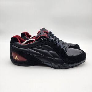 Jordan Essence Athletic‎ Shoes Women's Black & Red Leather & Suede Uppers SZ 10